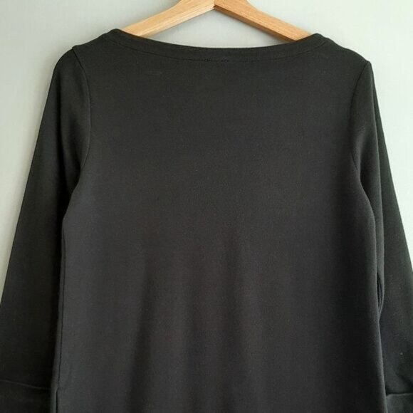 ANNE KLEIN / Micro Gem Studded Lion Logo Boat Neck Black Tee Sz S - Picture 8 of 11